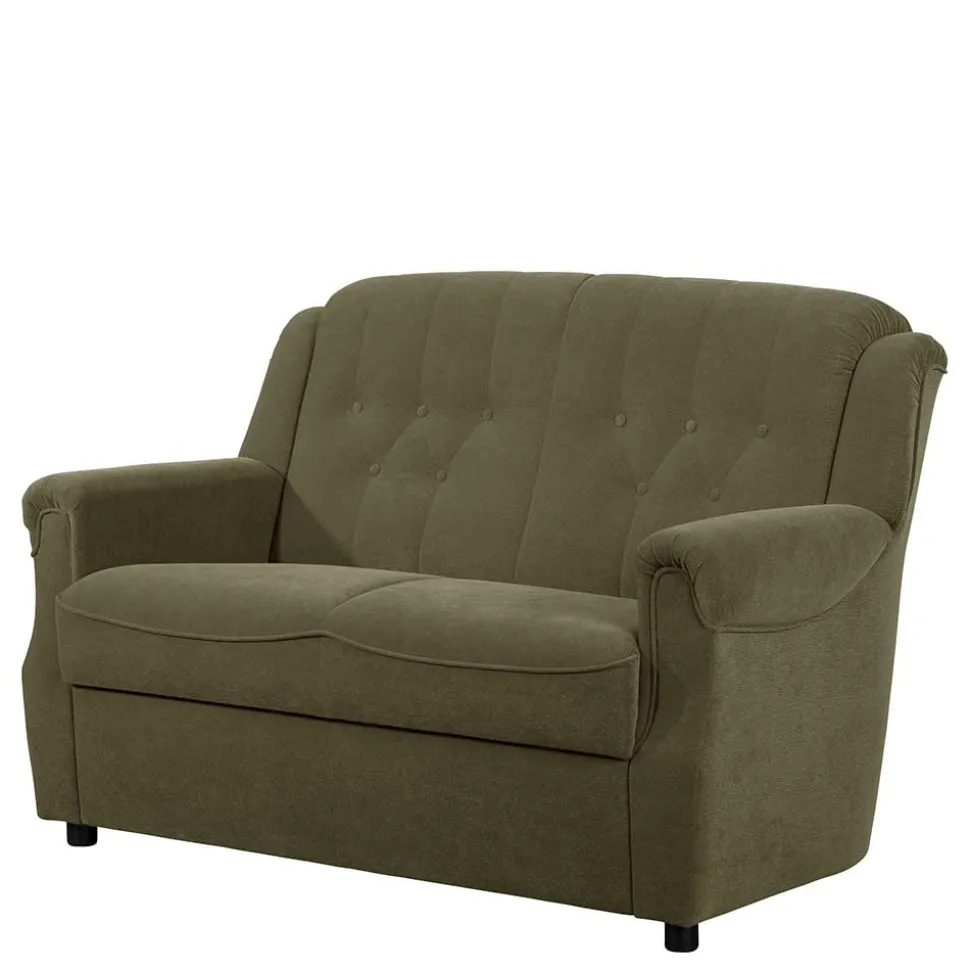 Flockstoff Couch in Dunkelgrün - Ramira