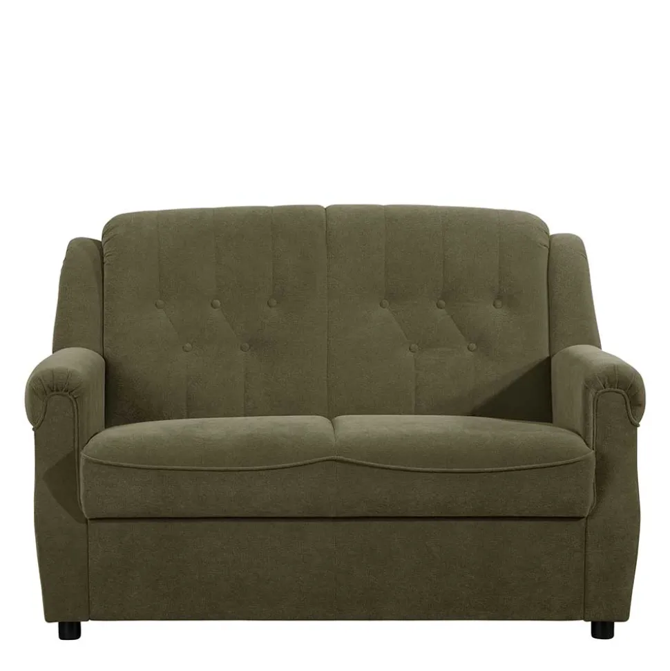 Flockstoff Couch in Dunkelgrün - Ramira