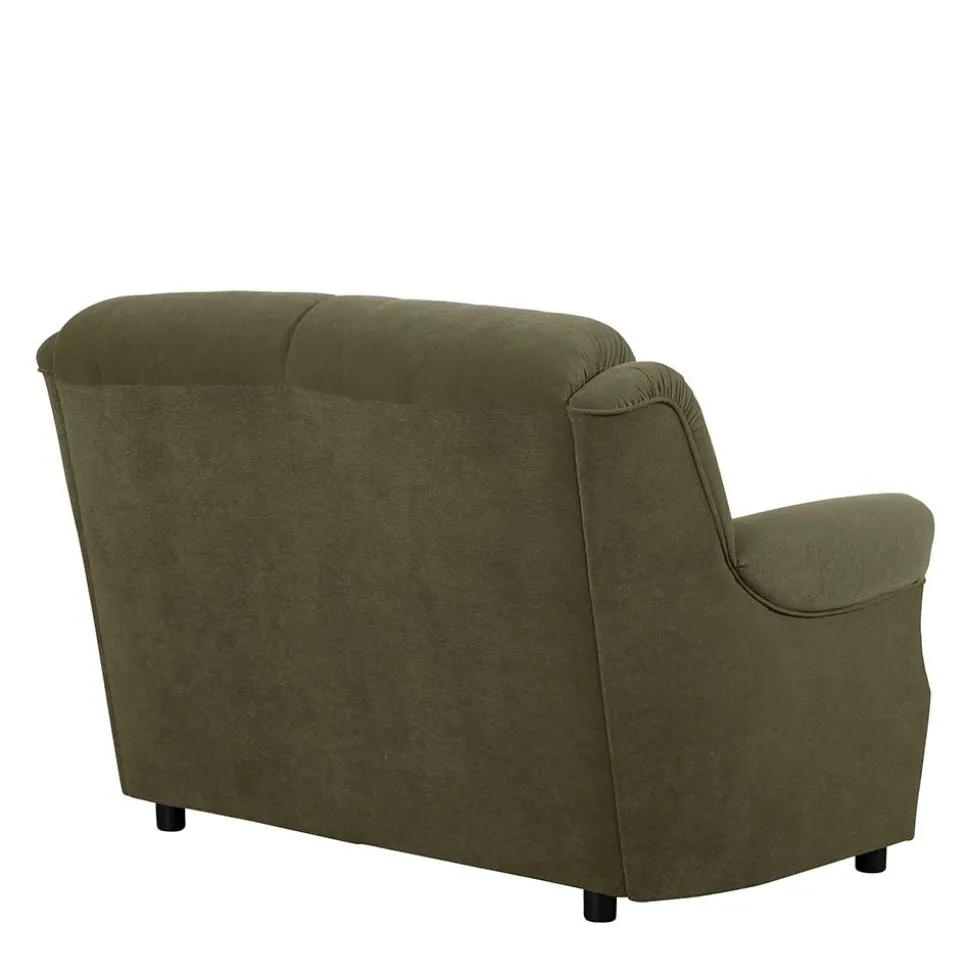 Flockstoff Couch in Dunkelgrün - Ramira