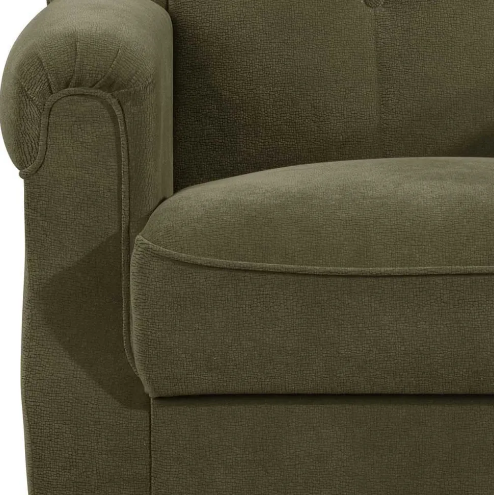 Flockstoff Couch in Dunkelgrün - Ramira