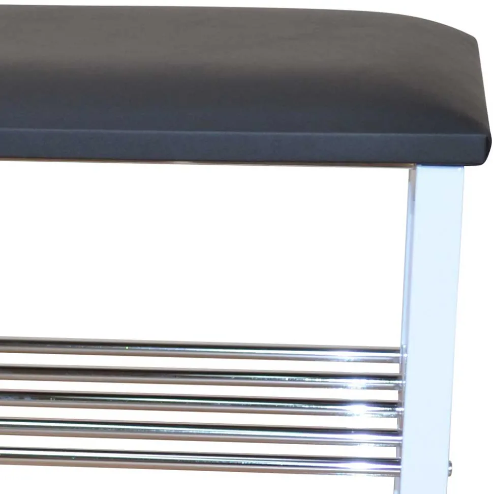 Flur Bank mit Kunstleder Schwarz Siska mit 2 Schuhablagen