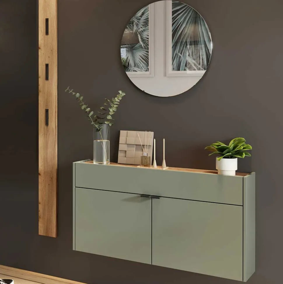 Flur Hängeschrank & Garderobe & Spiegel - Point (dreiteilig)