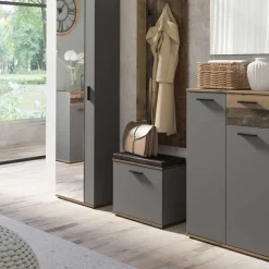 Flurbank in Anthrazit und Altholz Optik - Vlatu