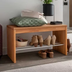 Flurbank mit Schuhablage aus Buche & Metall - Shimousa