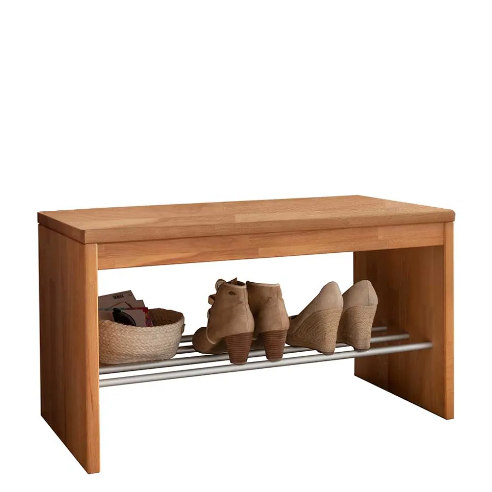 Flurbank mit Schuhablage aus Buche & Metall - Shimousa