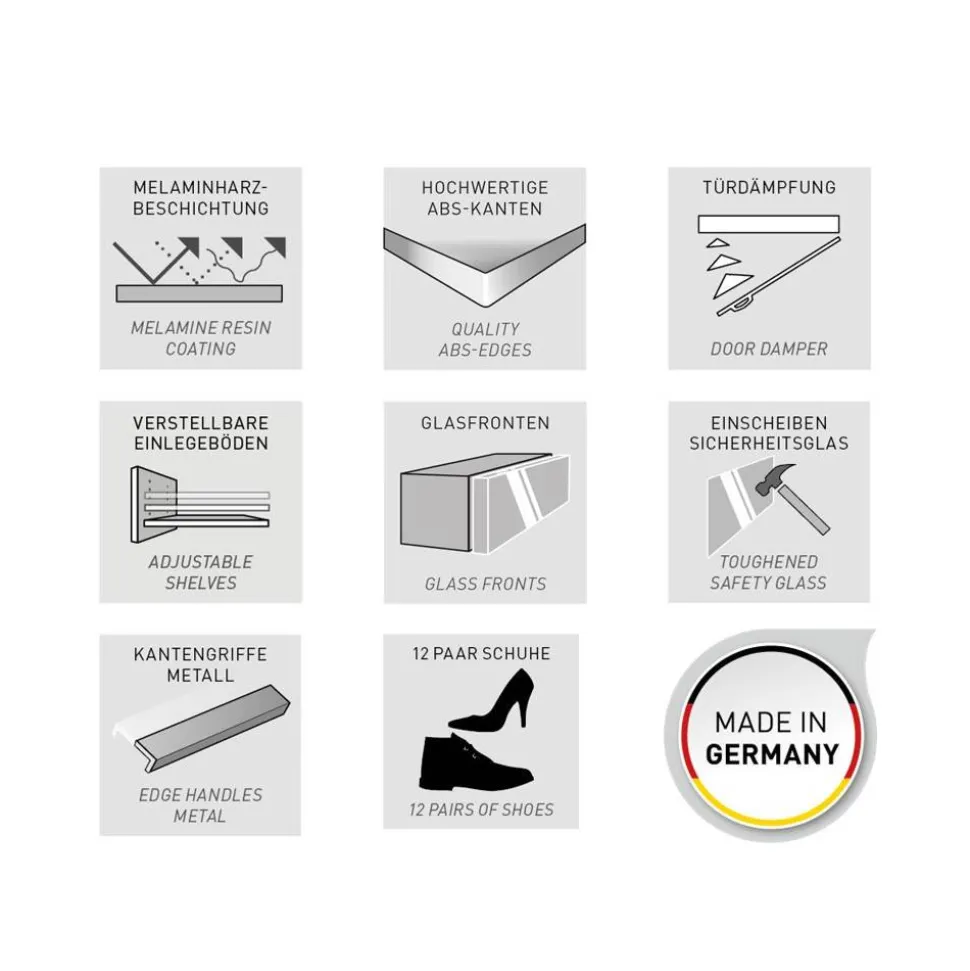 Flurbank mit Türen in Weiß mit Glasfront - Kofi