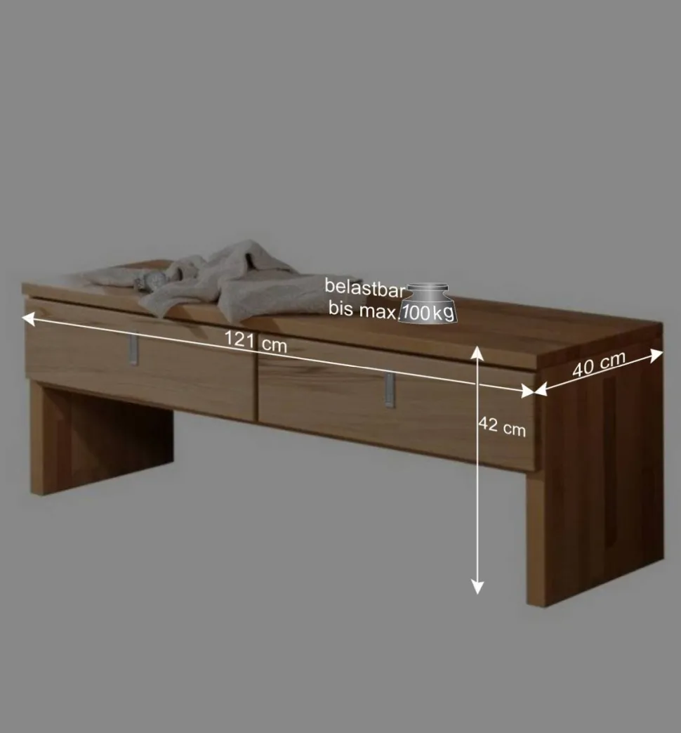 Flurbank Wislama aus Kernbuche Massivholz