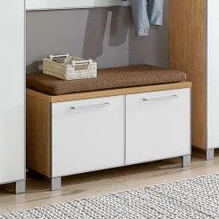 Flurgarderobenset Wynoca in Weiß Glas beschichtet (fünfteilig)