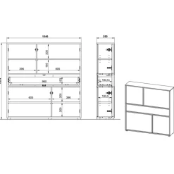 Flurkommode und Spiegel Set - Flemingo (zweiteilig)