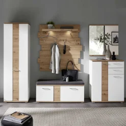 Flurmöbel Set in Weiß & Wildeiche - Symbrosia (fünfteilig)