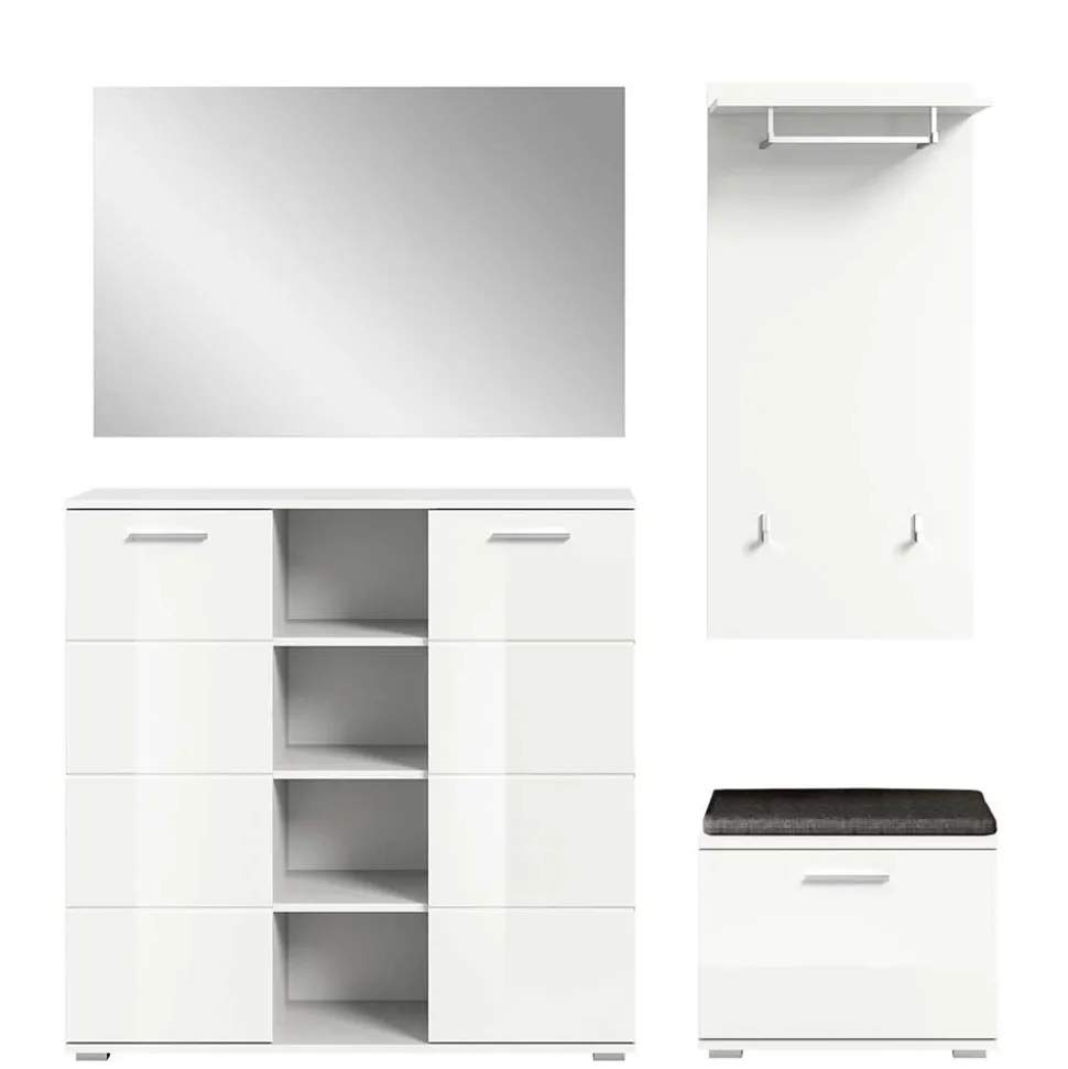 Flurmöbel Set in Weiß HG - Rugova (vierteilig)