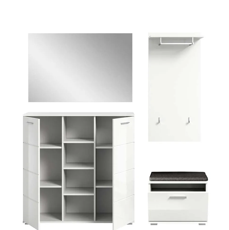 Flurmöbel Set in Weiß HG - Rugova (vierteilig)