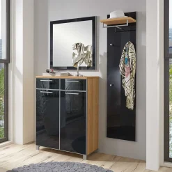 Flurmöbel Set Lalaika in Anthrazit Glas beschichtet (dreiteilig)