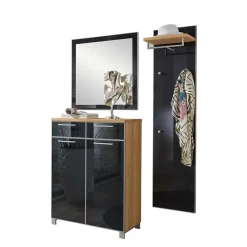 Flurmöbel Set Lalaika in Anthrazit Glas beschichtet (dreiteilig)