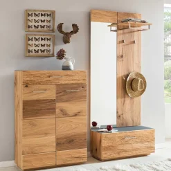 Flurmöbel Set mit Furnier Balkeneiche Macusos & Glas Anthrazit (vierteilig)