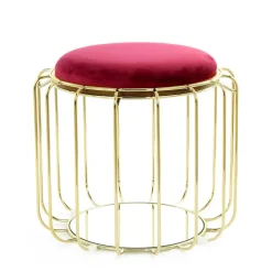 Formschöner Hocker Tisch in Rot Samt - Loyadica