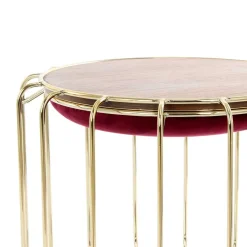 Formschöner Hocker Tisch in Rot Samt - Loyadica