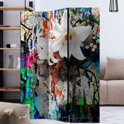 Fotodruck Paravent Graffiti & Lilien - Bergen