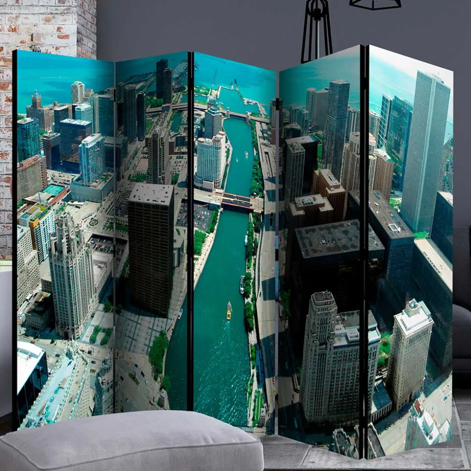 Fotoprint Paravent Großstadt am Meer - Tselesto