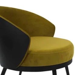 Frei stellbarer Velours Sessel in Gold Gelb - Durense