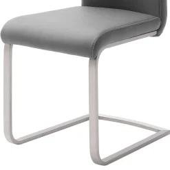 Freischwinger in Kunstleder Grau Ramia mit Edelstahl (4er Set)