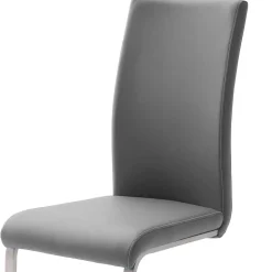 Freischwinger in Kunstleder Grau Ramia mit Edelstahl (4er Set)