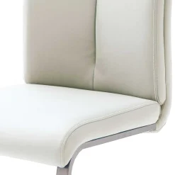 Freischwinger mit aufgesetzten Kissen in Weiß Briston Kunstleder (4er Set)