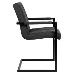 Freischwinger Sessel in Anthrazit & Schwarz - Tressur (2er Set)