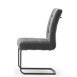 Freischwingerstühle aus Chenille in Dunkelgrau - Hulmane (2er Set)