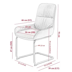 Freischwingerstuhl in Anthrazit Microfaser - Settas (Set)