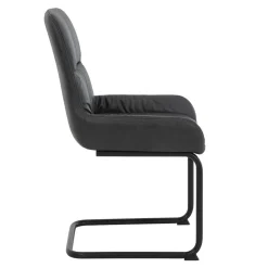 Freischwingerstuhl in Anthrazit Microfaser - Settas (Set)