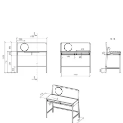 Frisiertisch mit Spiegel aus Kernbuche - Lana