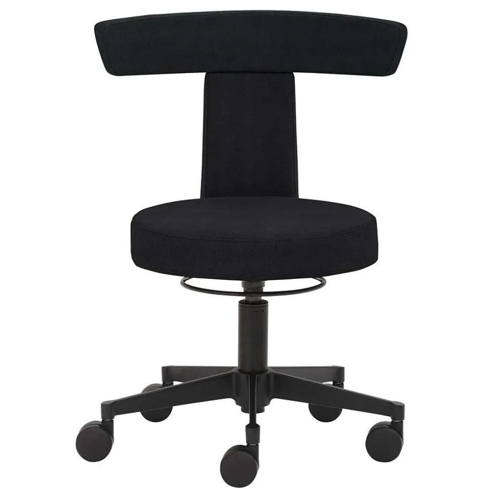 Funktioneller Arbeitshocker mit Lehne & Drehgestell - Kenzy