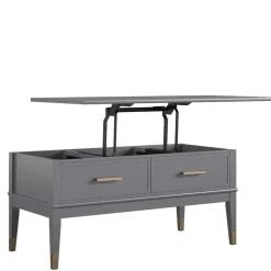 Funktioneller Couchtisch in Grau & Gold - Obbo