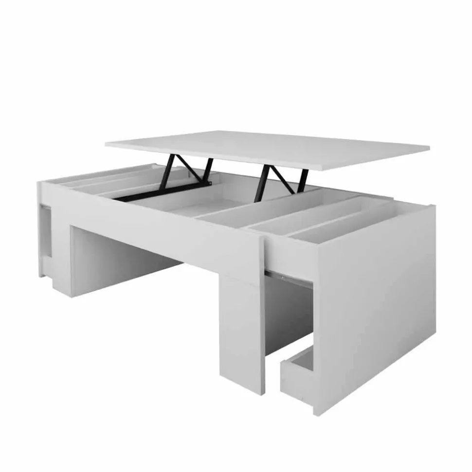 Funktioneller Sofatisch Lotta in Weiß 110x60cm