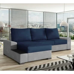 Funktionssofa in Dunkelblau und Hellgrau - Uminga