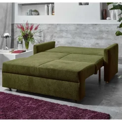 Funktionssofa in Oliv Grün Stoff - Ektuala