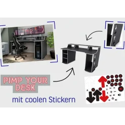 Gaming-Computertisch in Anthrazit mit Weiß - Couras