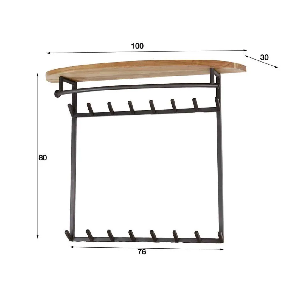 Garderobe mit 16 Haken und Stange - Drucana