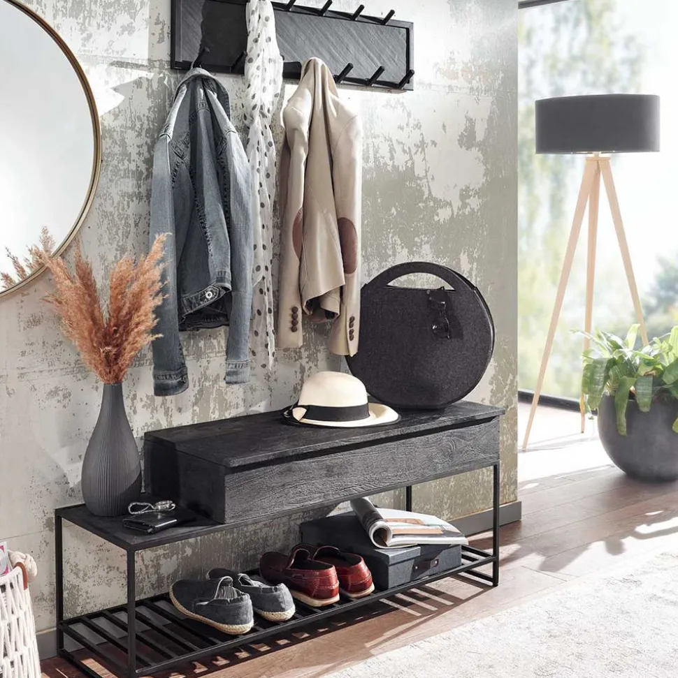 Garderoben Möbel in Anthrazit & Schwarz - Belgica (zweiteilig)