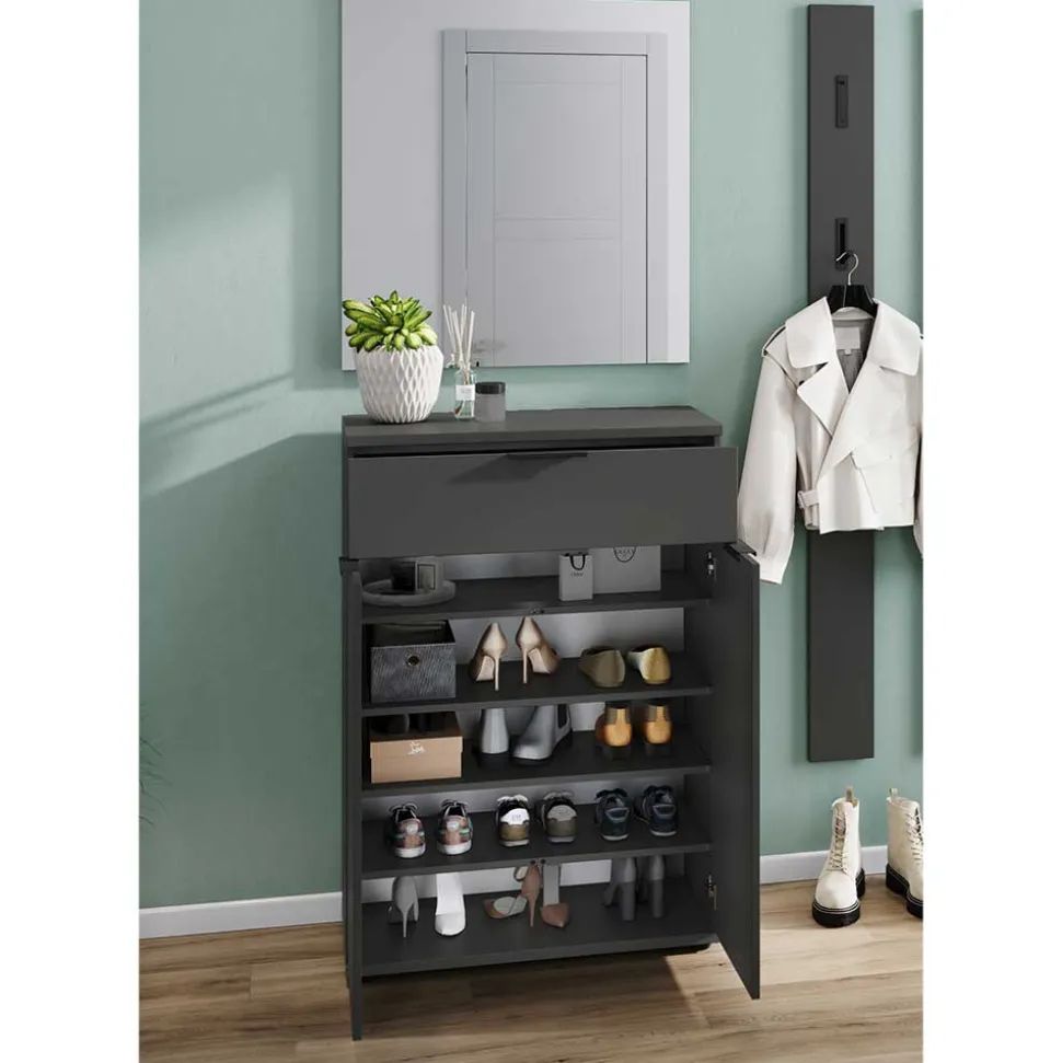 Garderoben Möbelset in Dunkelgrau - Tarlotta (dreiteilig)