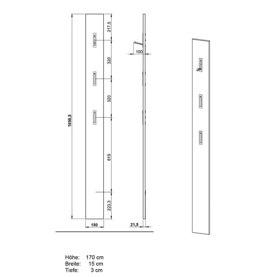 Garderoben Möbelset in Dunkelgrau - Tarlotta (dreiteilig)