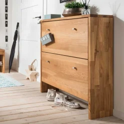Garderoben Schuhschrank Delvestra aus Wildeiche Massivholz