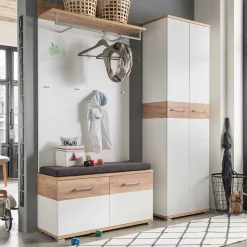 Garderoben Set in Weiß & Eiche - Vicanossa (dreiteilig)