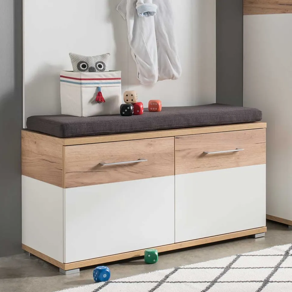 Garderoben Set in Weiß & Eiche - Vicanossa (dreiteilig)