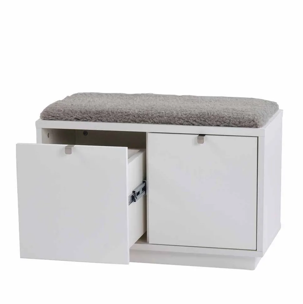 Garderobenbank Gorfu in Weiß Grau