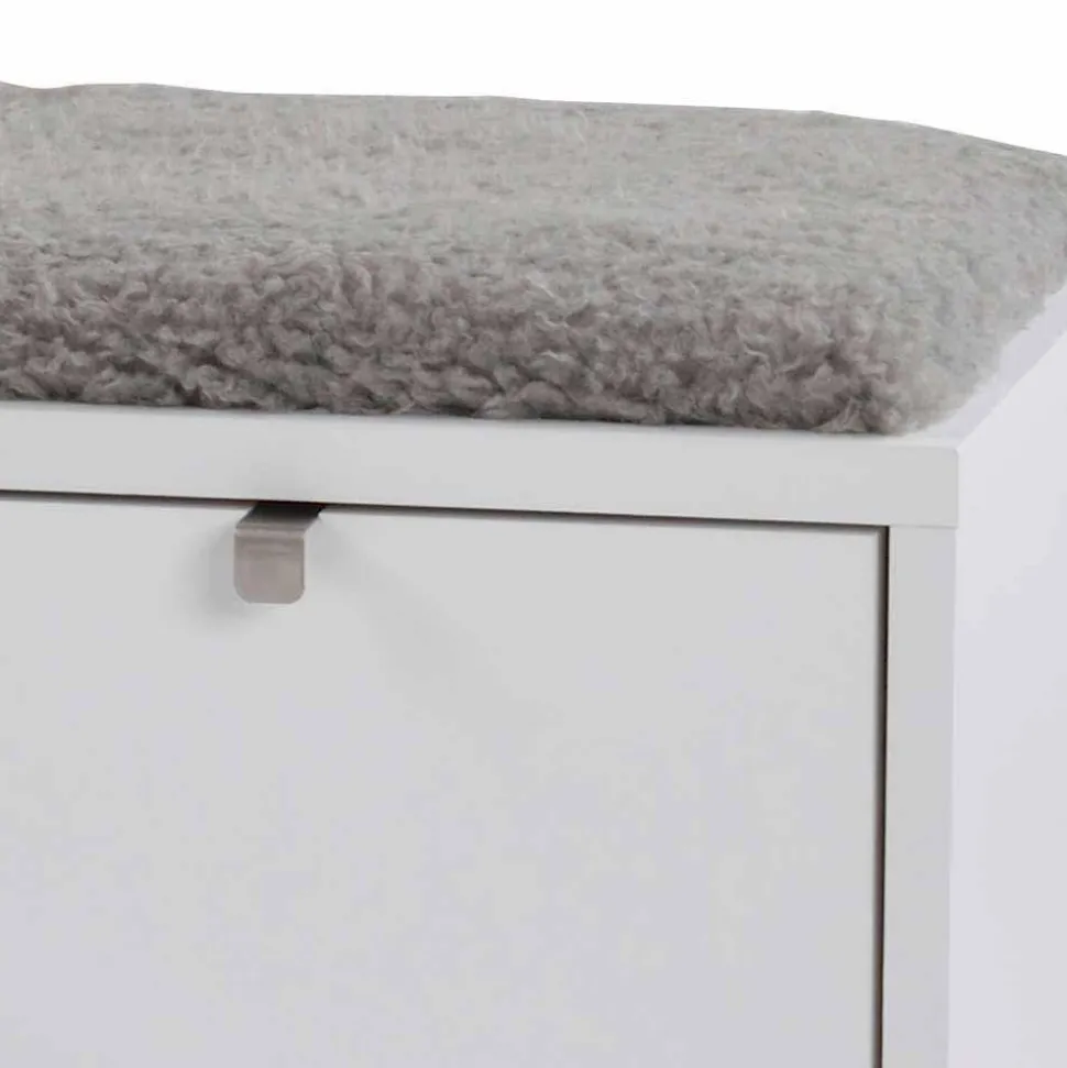 Garderobenbank Gorfu in Weiß Grau