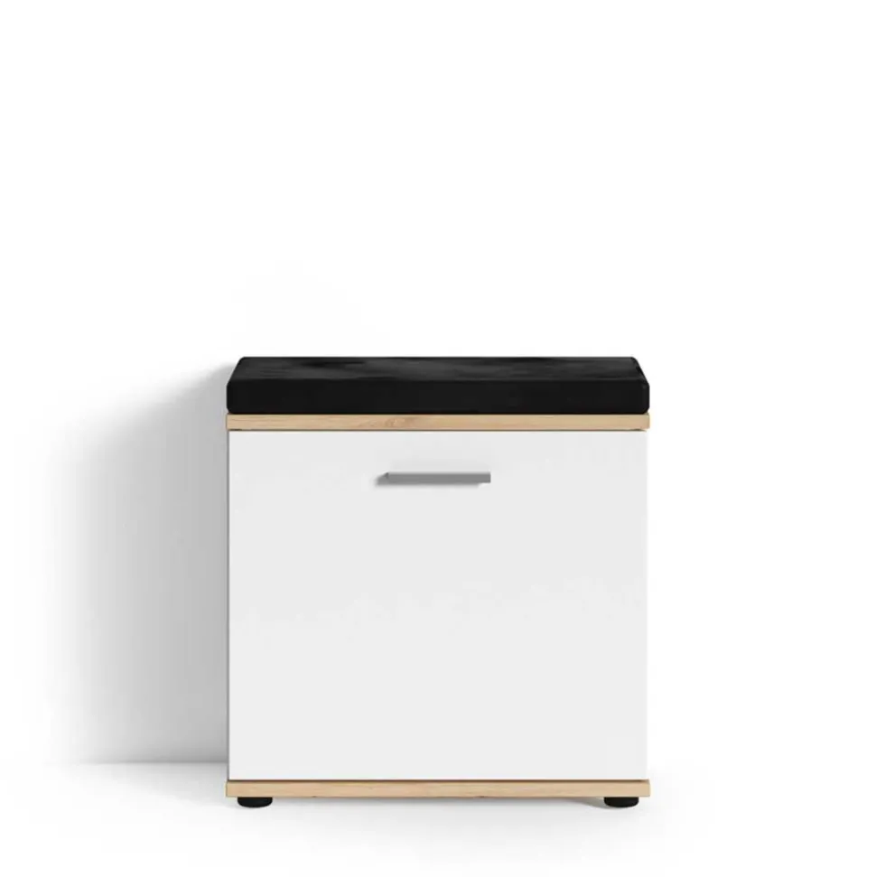 Garderobenbank in Weiß mit Wildeiche Dekor - Yumagno