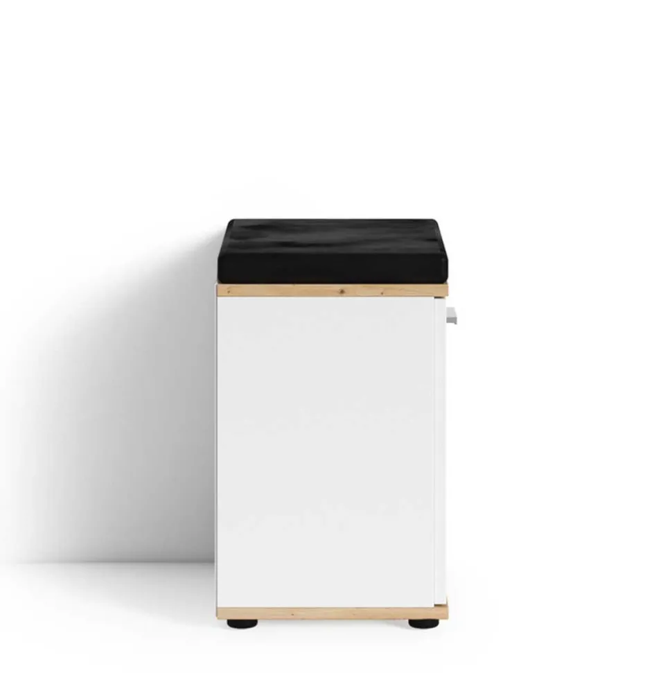 Garderobenbank in Weiß mit Wildeiche Dekor - Yumagno