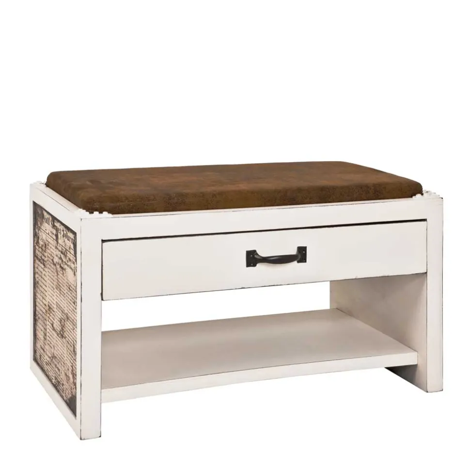 Garderobenbank Oficina in Weiß Braun